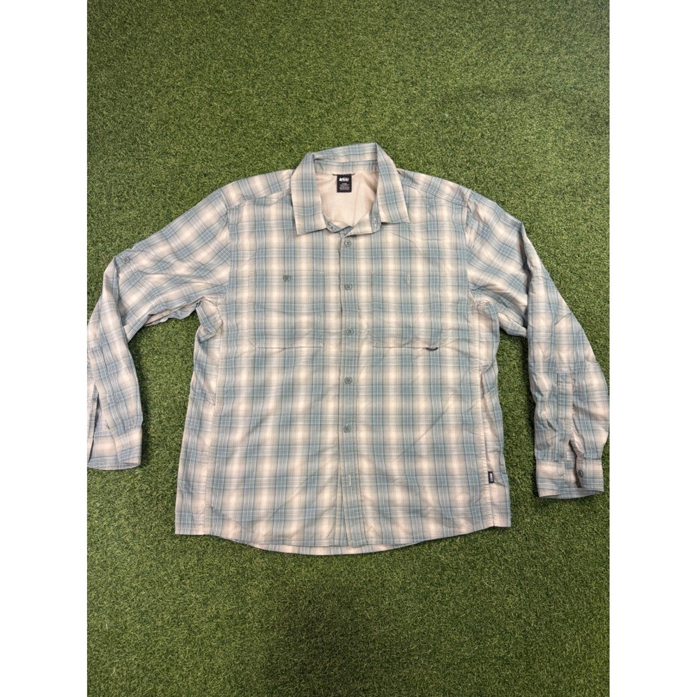 REI Co-op Mens Large Blue Plaid Long Sleeve Venting Hiking‎ Fishing Shirt L